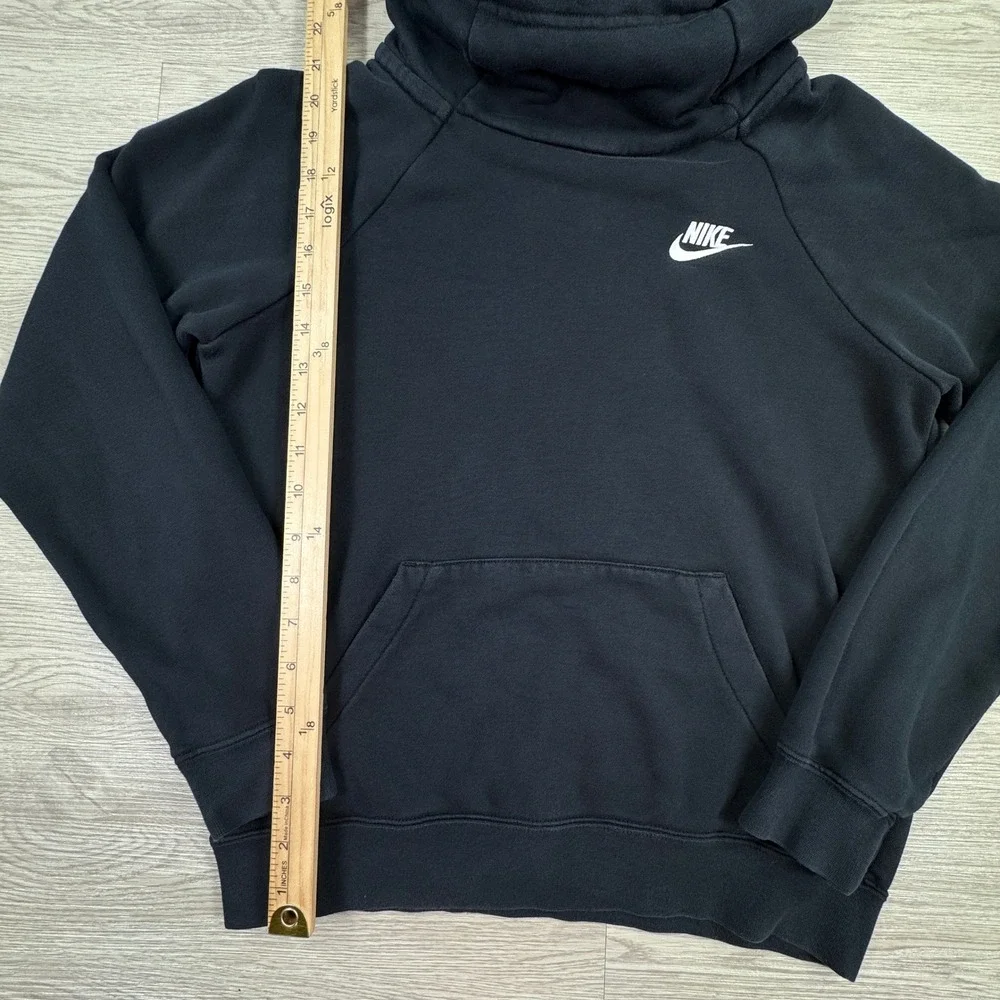 Nike Womens Hoodie Sportswear Funnel Neck Pullover Black XS Fleece Pocket
